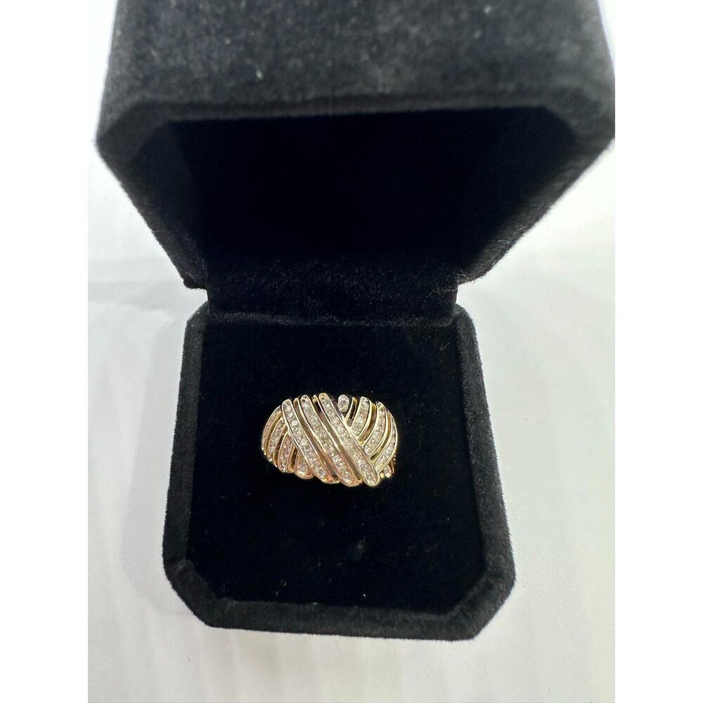 Stunning 1/2 CT Natural Diamond Rails, 14Ktp Gold Ring
